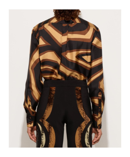 Pucci Labirinto-print Silk Shirt In Black