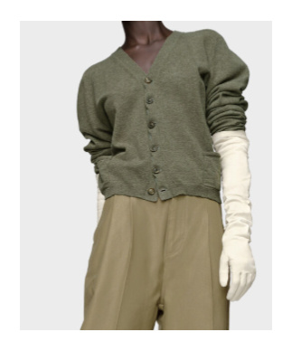 Maison Margiela Puff-sleeve Button Cardigan In Green