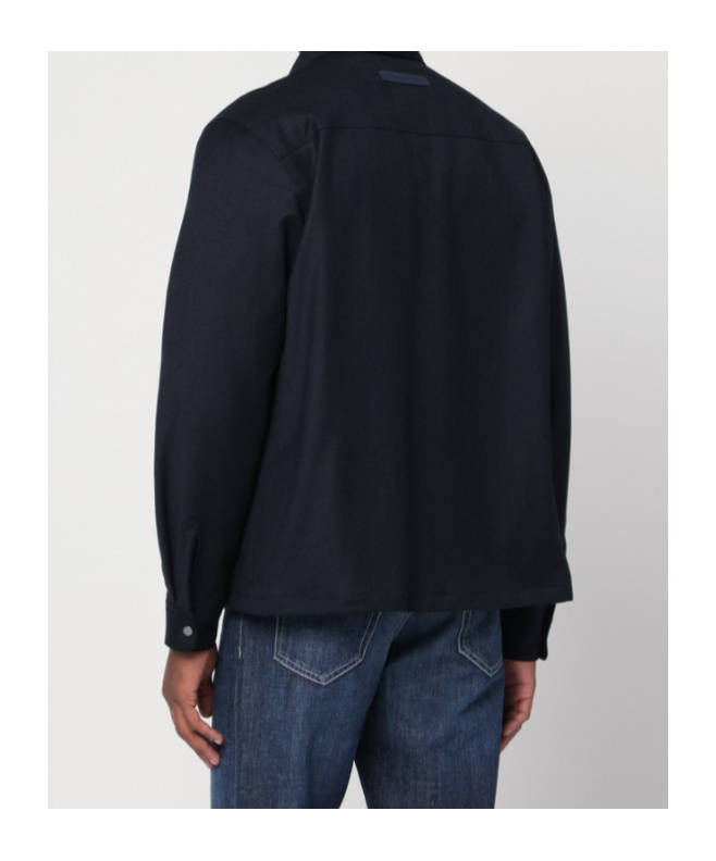 Zegna Padded Techmerino Shirt Jacket In Blue