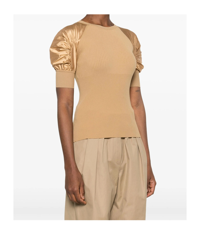 Max Mara Crewneck Knitwear Puff Sleeves In Nude