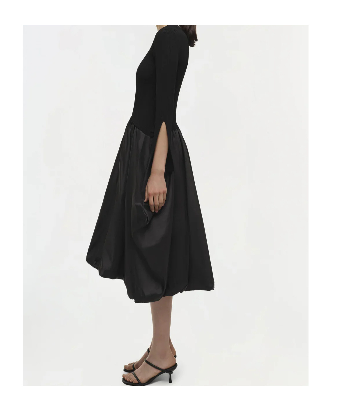Simkhai Kenlie Stand-up Collar Midi Dress In Black