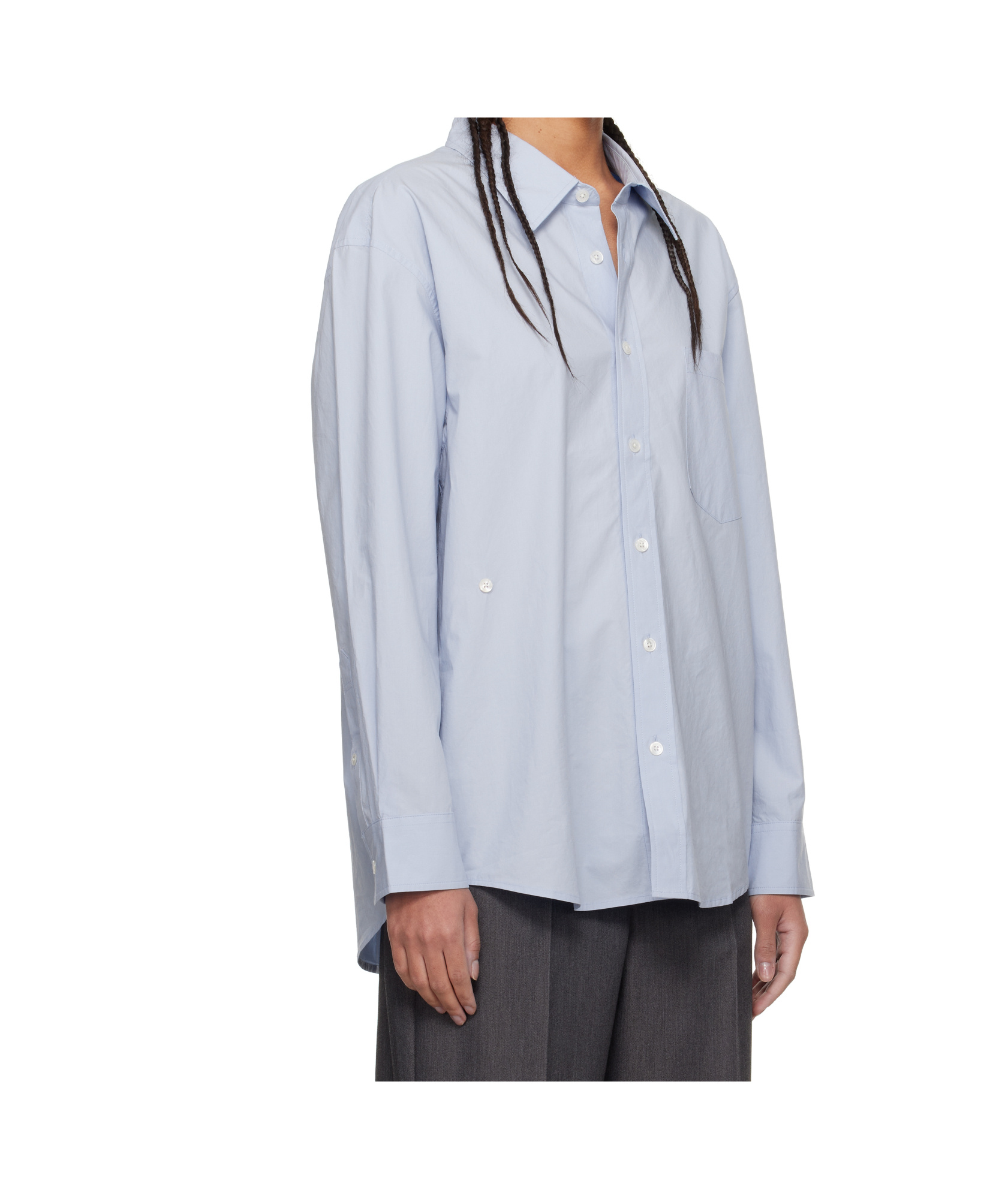 Dunst Light Blue Shirt With Patch Pocket On The Front And Embroidered Logo In Cotton Poplin Man