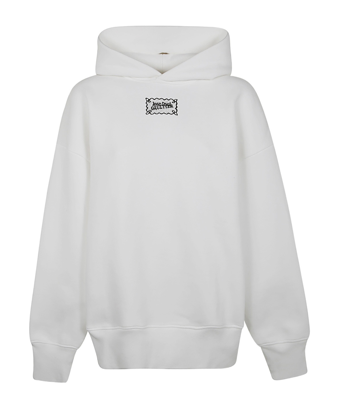 Jean Paul Gaultier Cotton Oversized Hoodie With Lace Label Transfer In White