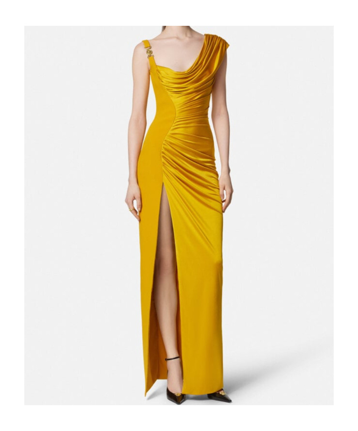 Versace Drape Slit Front Dress