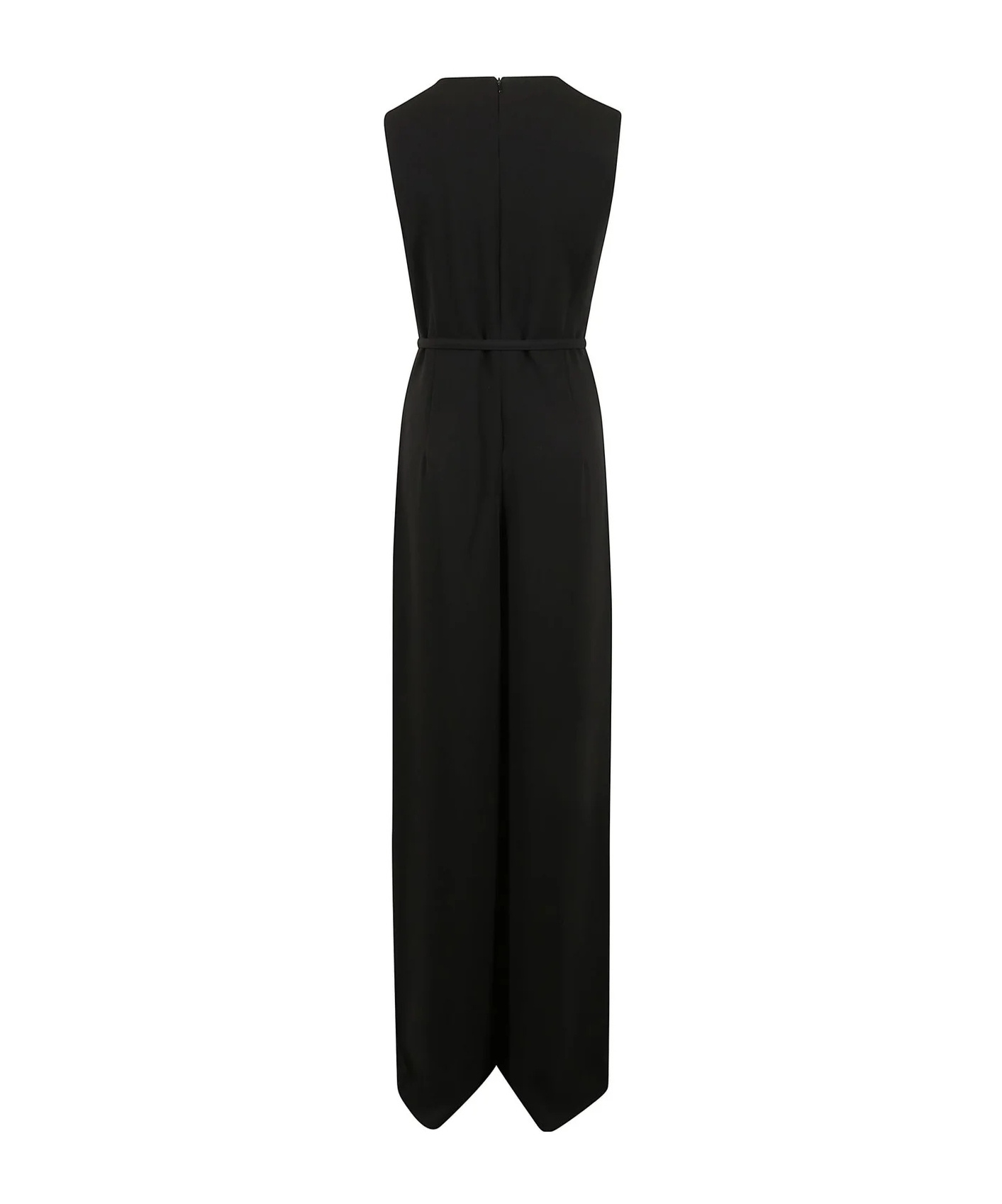 Max Mara Belted Crewneck Sleeveless Dress In Black