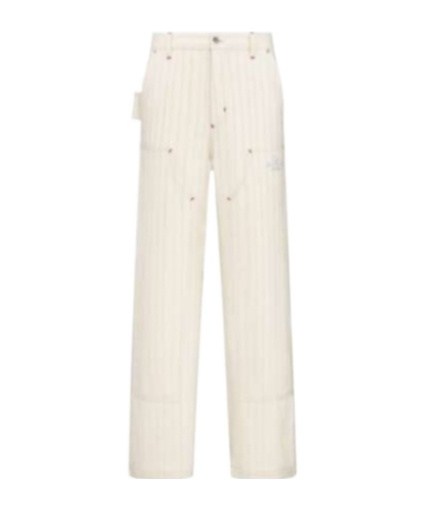 Dior Striped Casual Pants In White