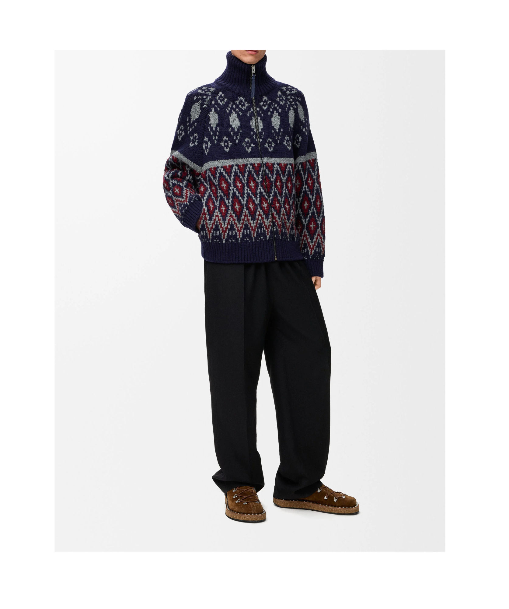 Loewe Fair Isle Wool Cardigan In Multi