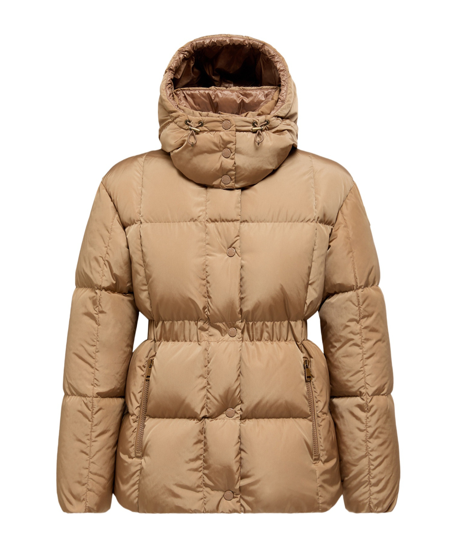 Moncler Long-sleeved Down Jacket In Brown