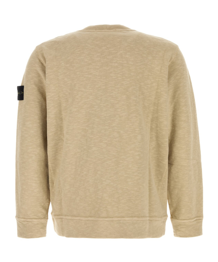 Stone Island Crew Neck Long Sleeve Sweatshirt With Ribbed Cuffs And Hem In Brown
