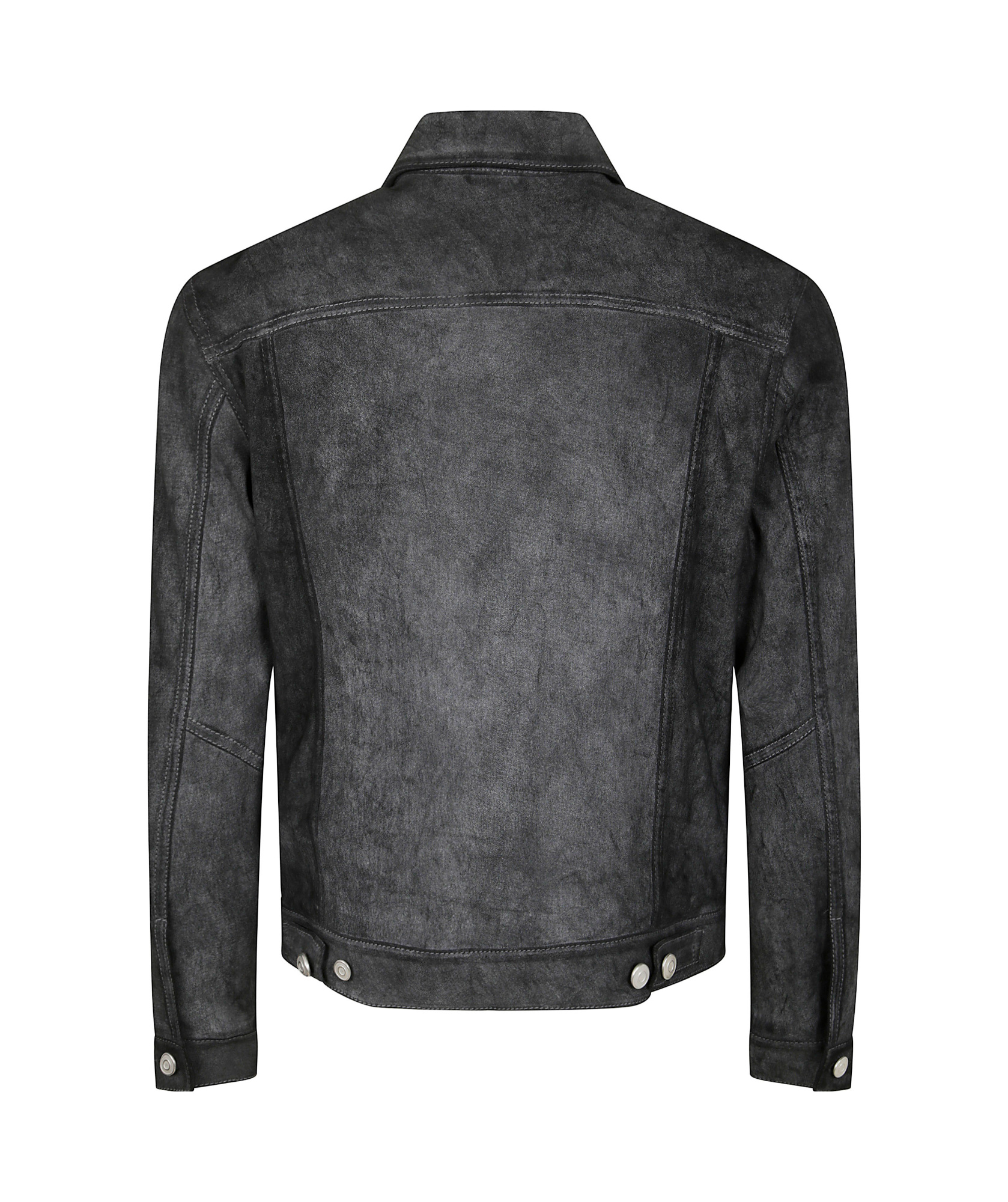 Giorgio Brato Denim Jacket Mix Eco Lamb Leather In Black