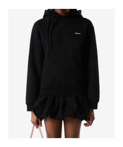 Coperni Black Basque Logo Hoodie Minidress In Black