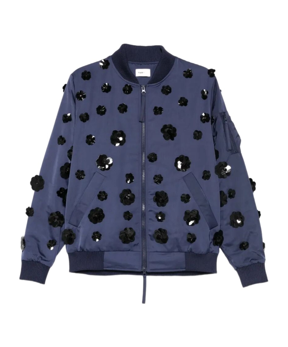 P.a.r.o.s.h Floral Embroidered Bomber Jacket In Blue