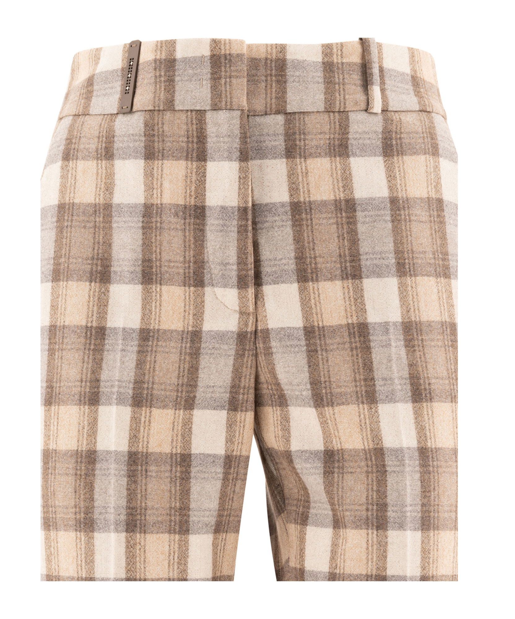 Peserico Check Wool Trousers In Nude