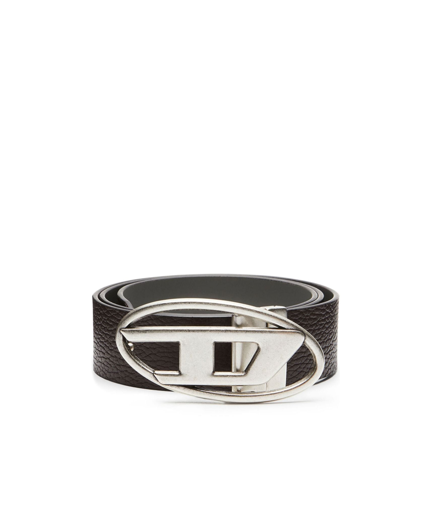 Diesel Cintura In Pelle Double-face In Black