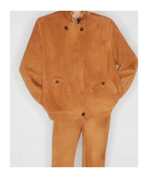 Blazé Milano Viva Cleo Suede Bomber Jacket In Brown