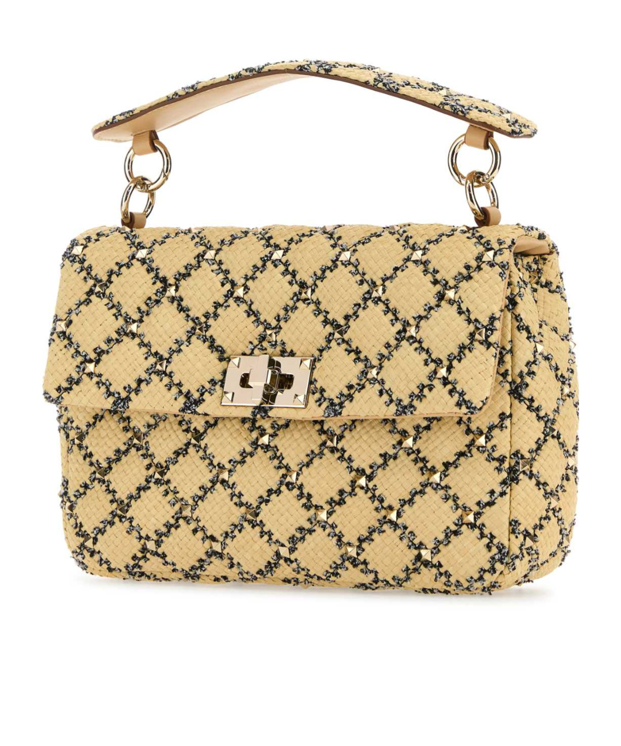 Valentino Women's Raffia Rockstud Handbag In Nude