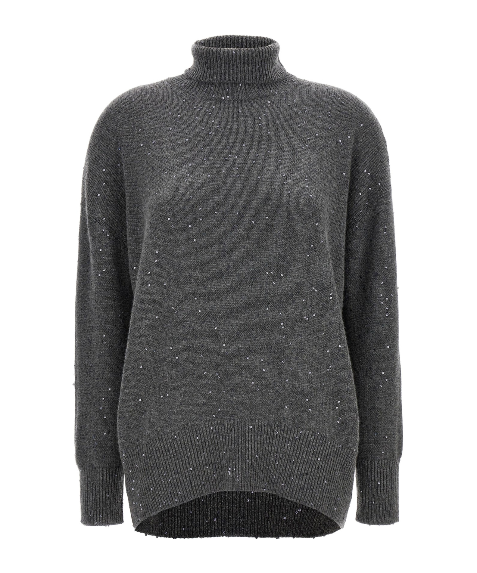Brunello Cucinelli Sequin-embellished Roll-neck Jumper In Black