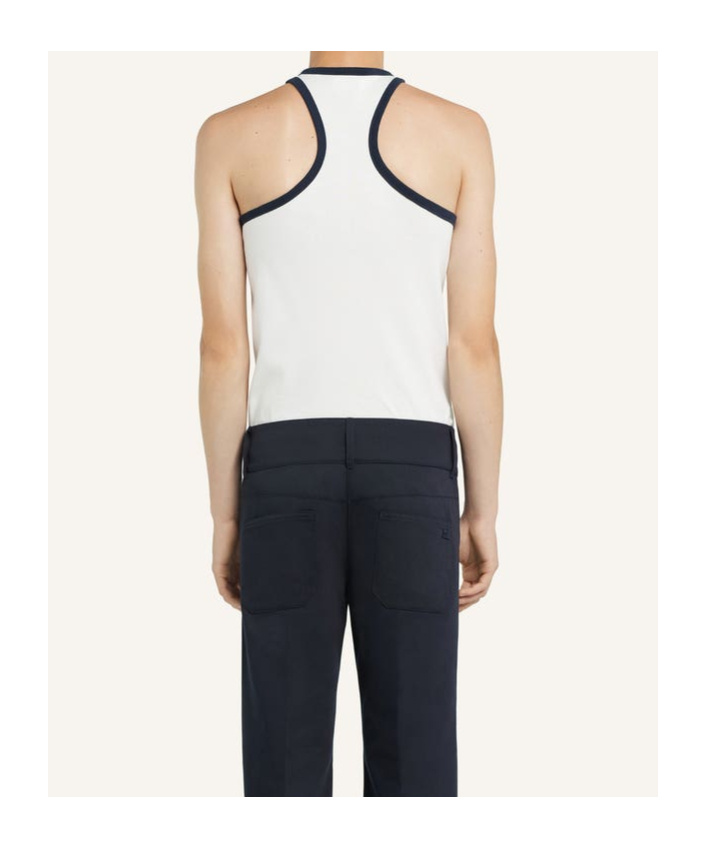 Shop Courrèges Contrasting-trim Scuba Tank Top In White