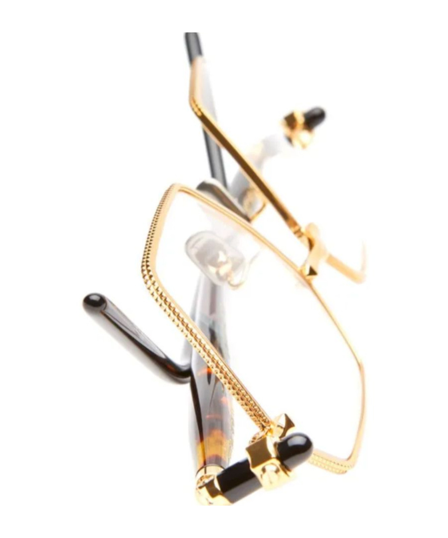 Shop Kuboraum P70 Geometric-frame Glasses In Gold Deep Havana Black Glow