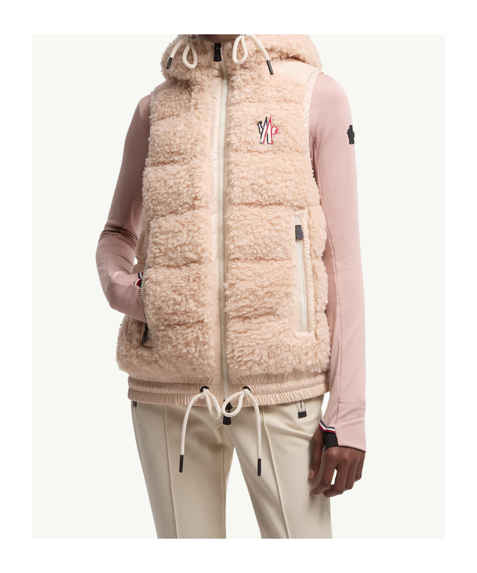 Moncler Teddy Padded Vest In Pink
