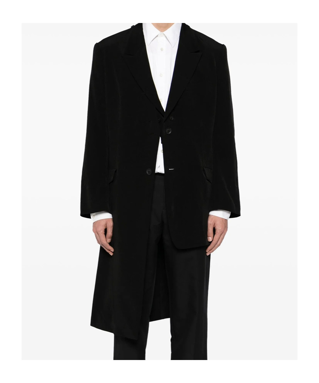 Yohji Yamamoto Asymmetrical Blazer Longline Notched Lapels In Black