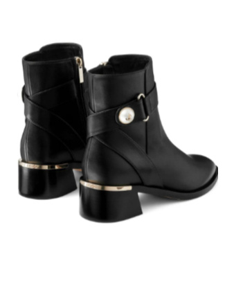 Jimmy Choo Noor Leather Pearly-button Ankle Booties In Black