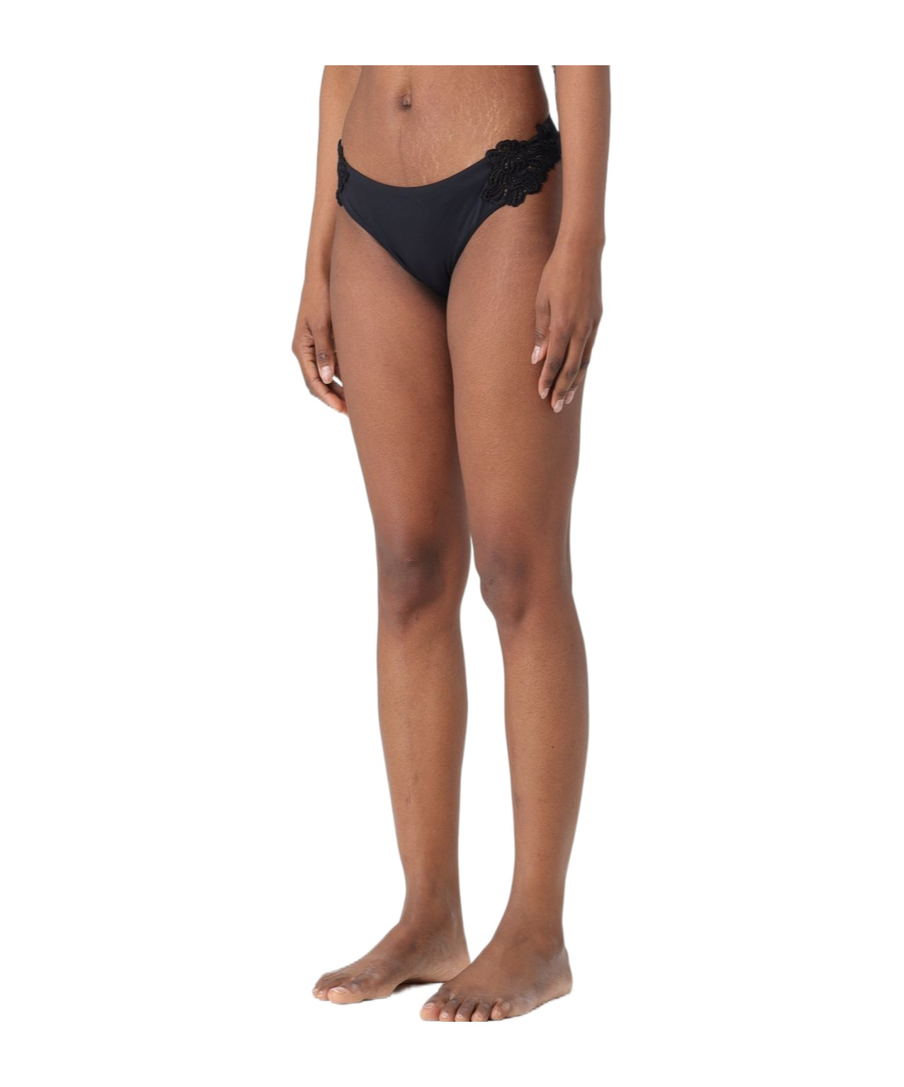 Ermanno Scervino Floral-lace Bikini Bottoms In Brown