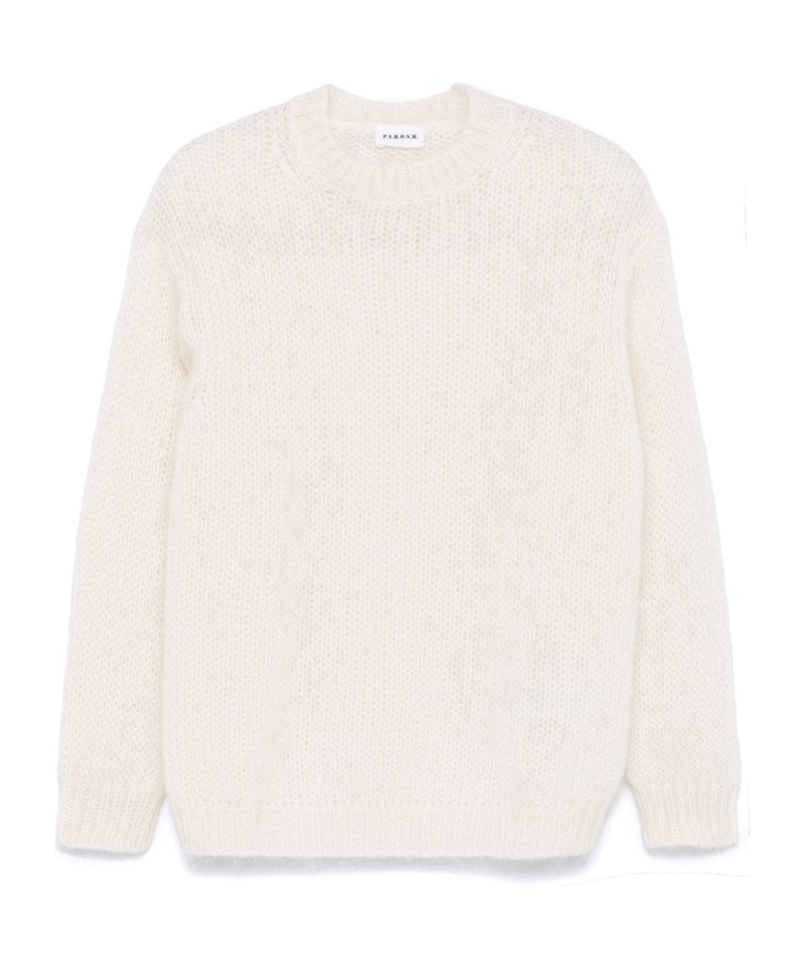 P.a.r.o.s.h Parosh Ivory Mohair Blend Open-knit Sweater In White