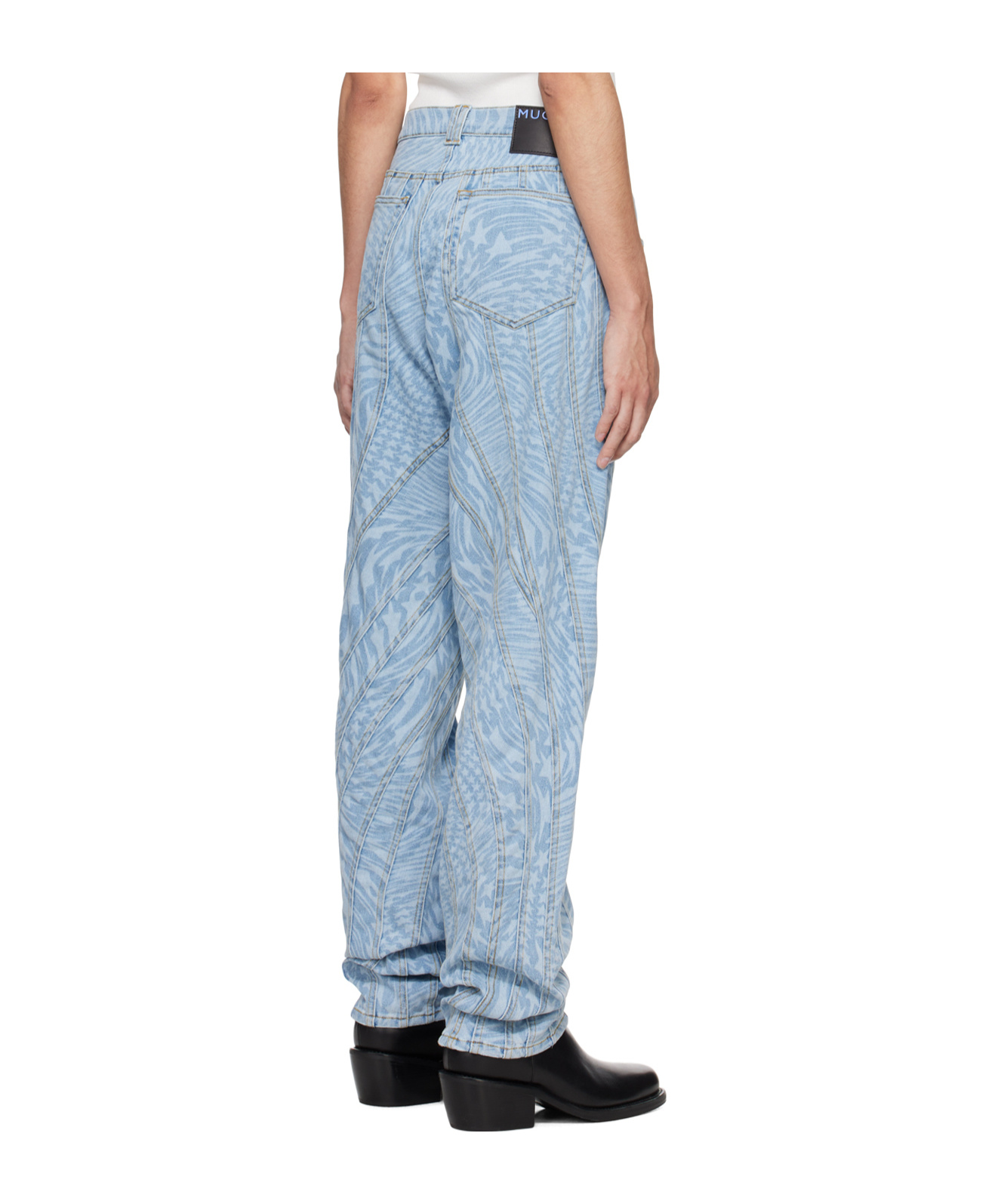 Mugler Star-print Tapered Jeans In Blue
