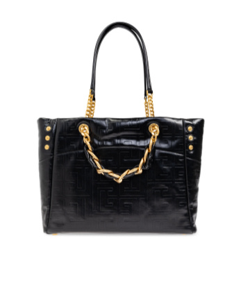 Balmain 1945 Soft Pb-monogrammed Crinkled Leather Tote Bag