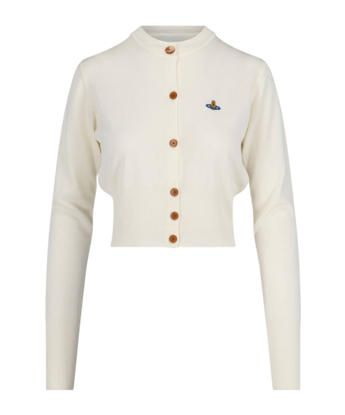 Shop Vivienne Westwood Bea Knit Cropped Cardigan In White