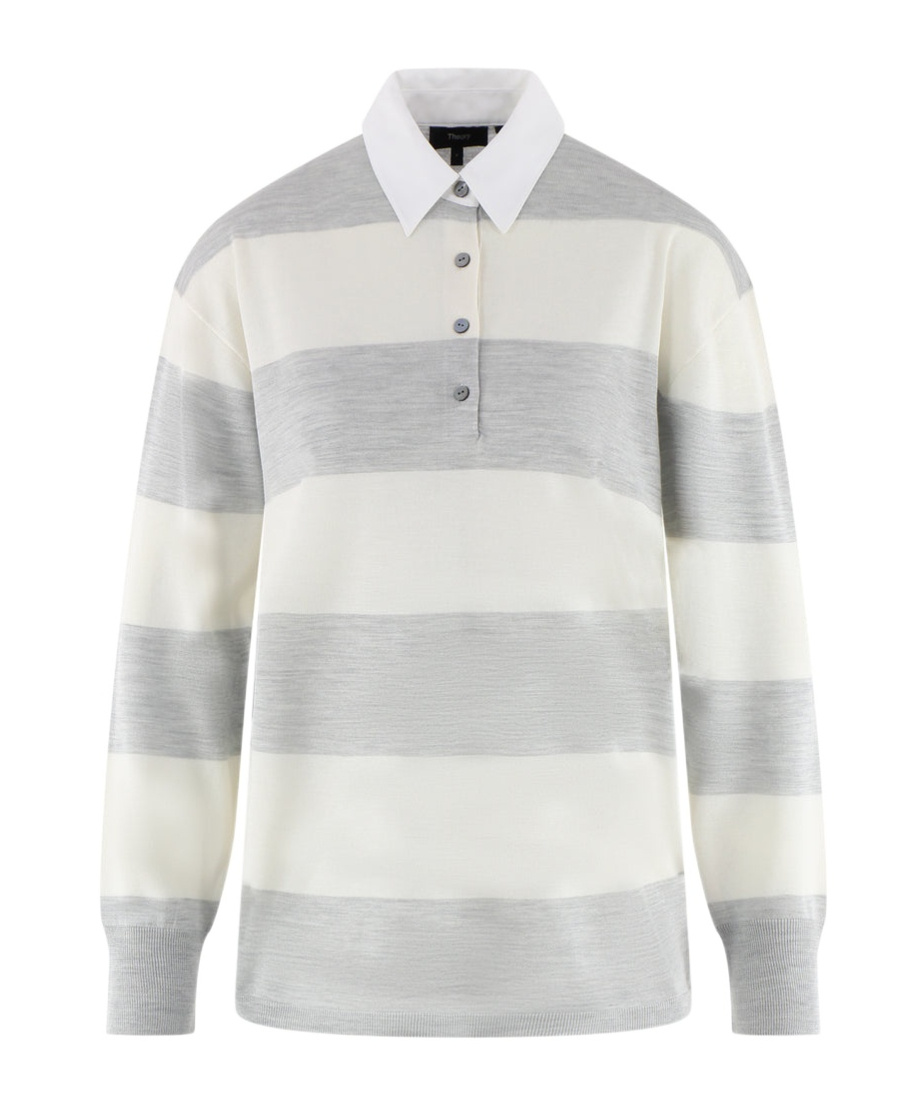 Theory Striped Polo In White