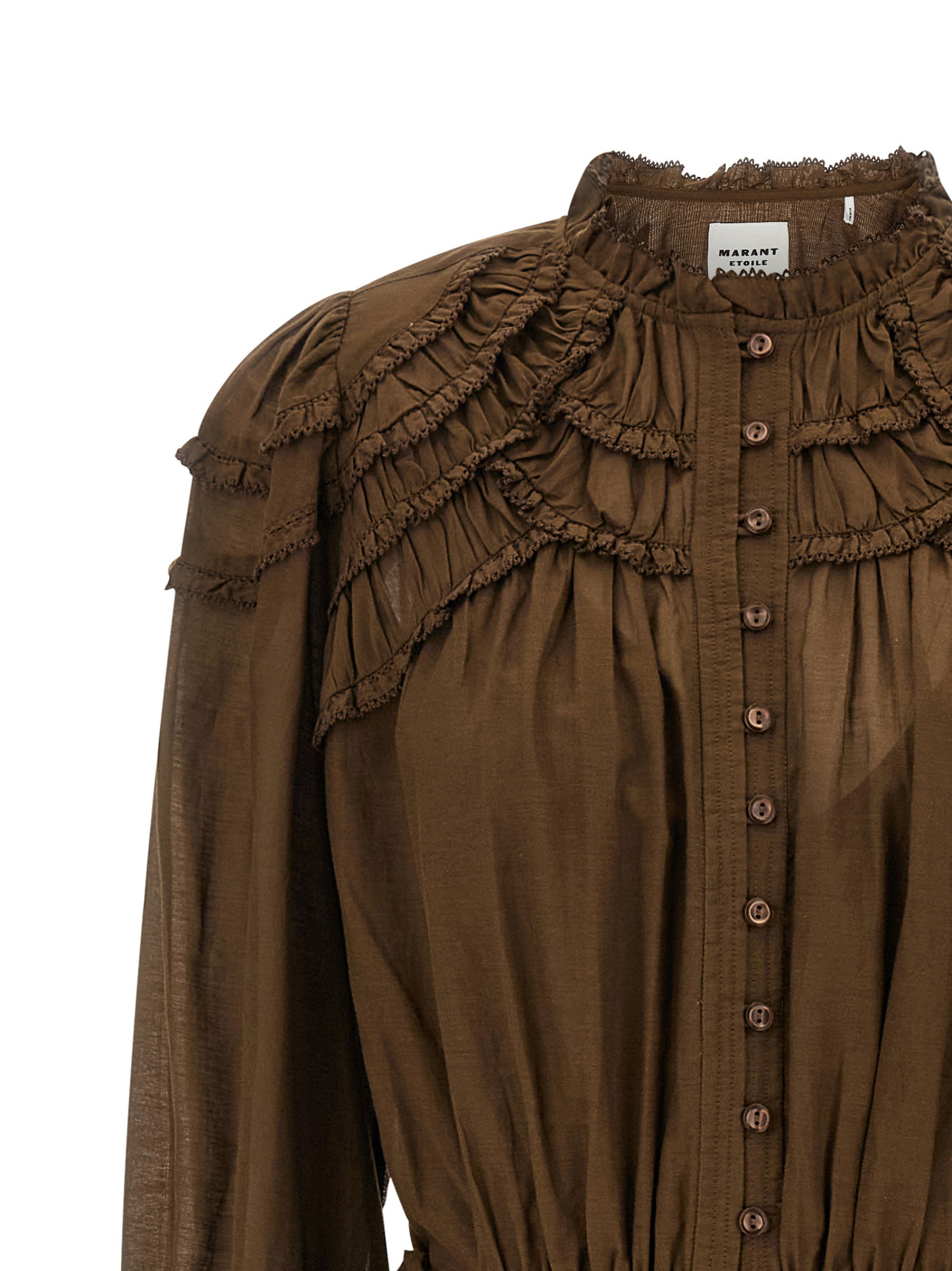Isabel Marant Étoile Ruffled Button-front Maxi Dress In Brown