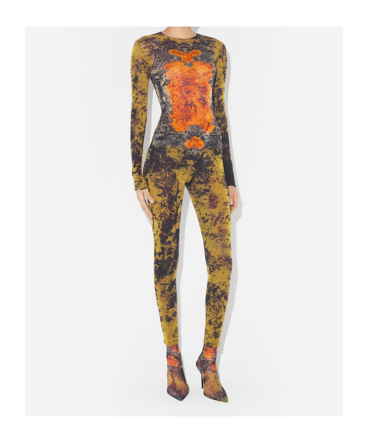 Jean Paul Gaultier Graphic Print Full-length Dress With Long Sleeves