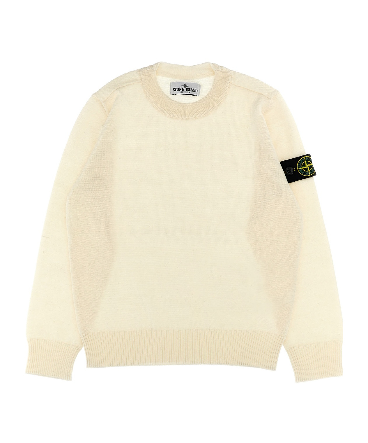 Stone Island Knitted Logo-patch Jumper In White
