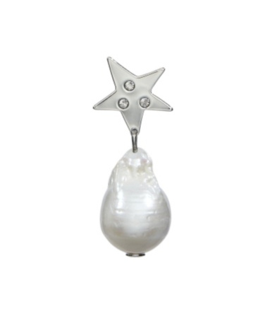 Tory Burch Star Pearl Pendant Earrings In Silver/pearl/crystal
