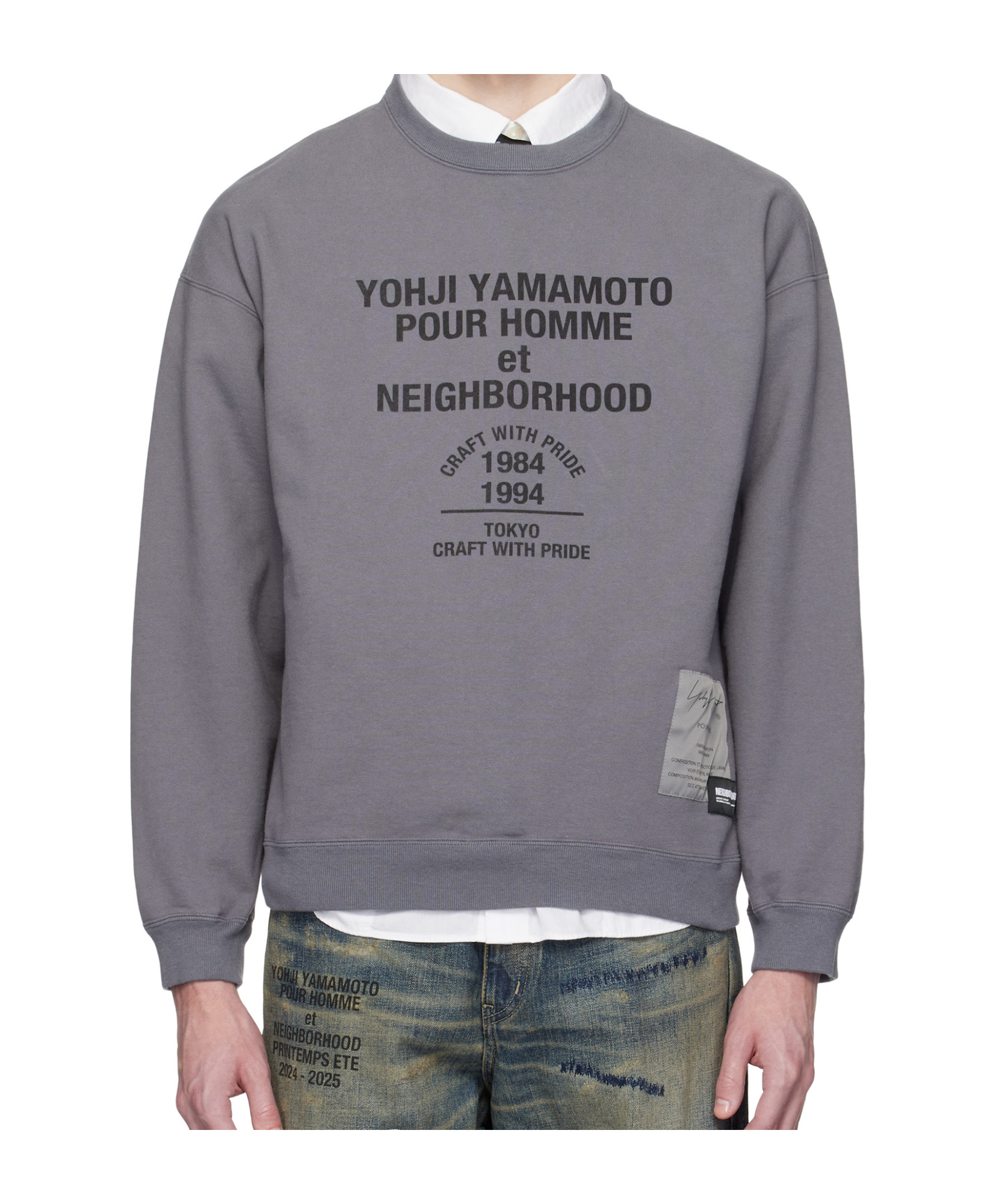 Shop Yohji Yamamoto X Neighborhood Printed Long-sleeves Sweatshirt In Gray