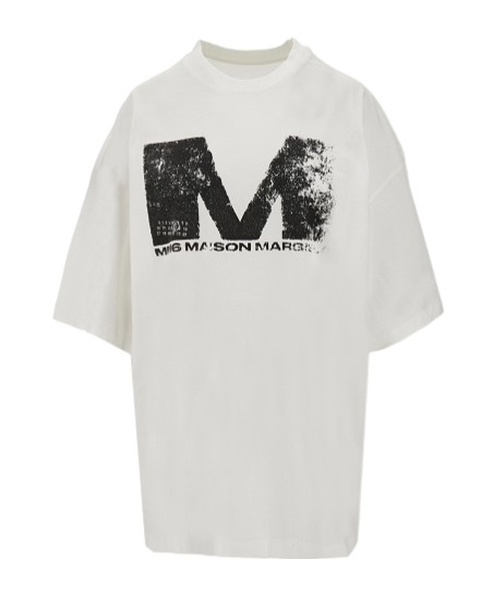 Mm6 Maison Margiela Open-necked Black Shirt In White