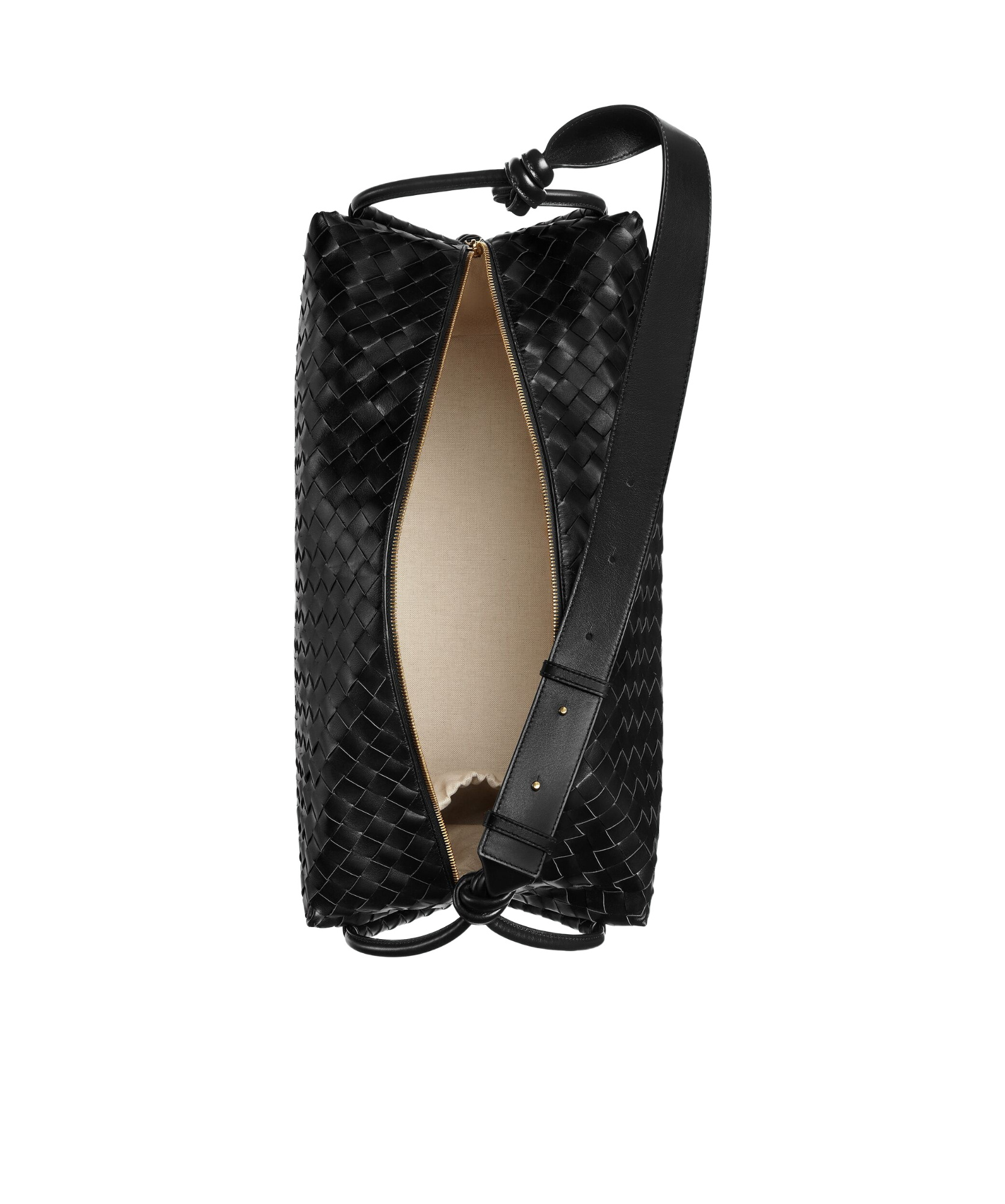Bottega Veneta Large Woven Travel Bag In Black
