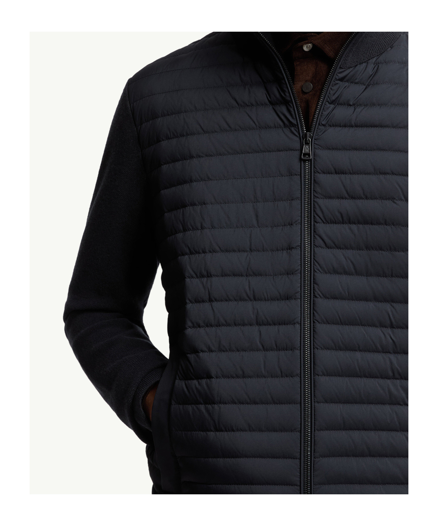Moncler Cardigan Zippé Matelassé En Laine Et Cachemire In Black