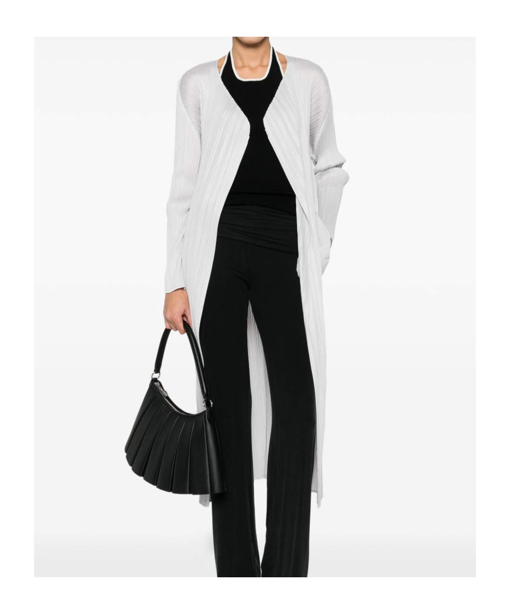 Issey Miyake Pleats Please  Pleated Long Cardigan In White