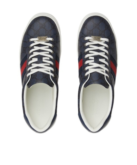 Gucci Ace Leather Sneakers With Lateral Web Band