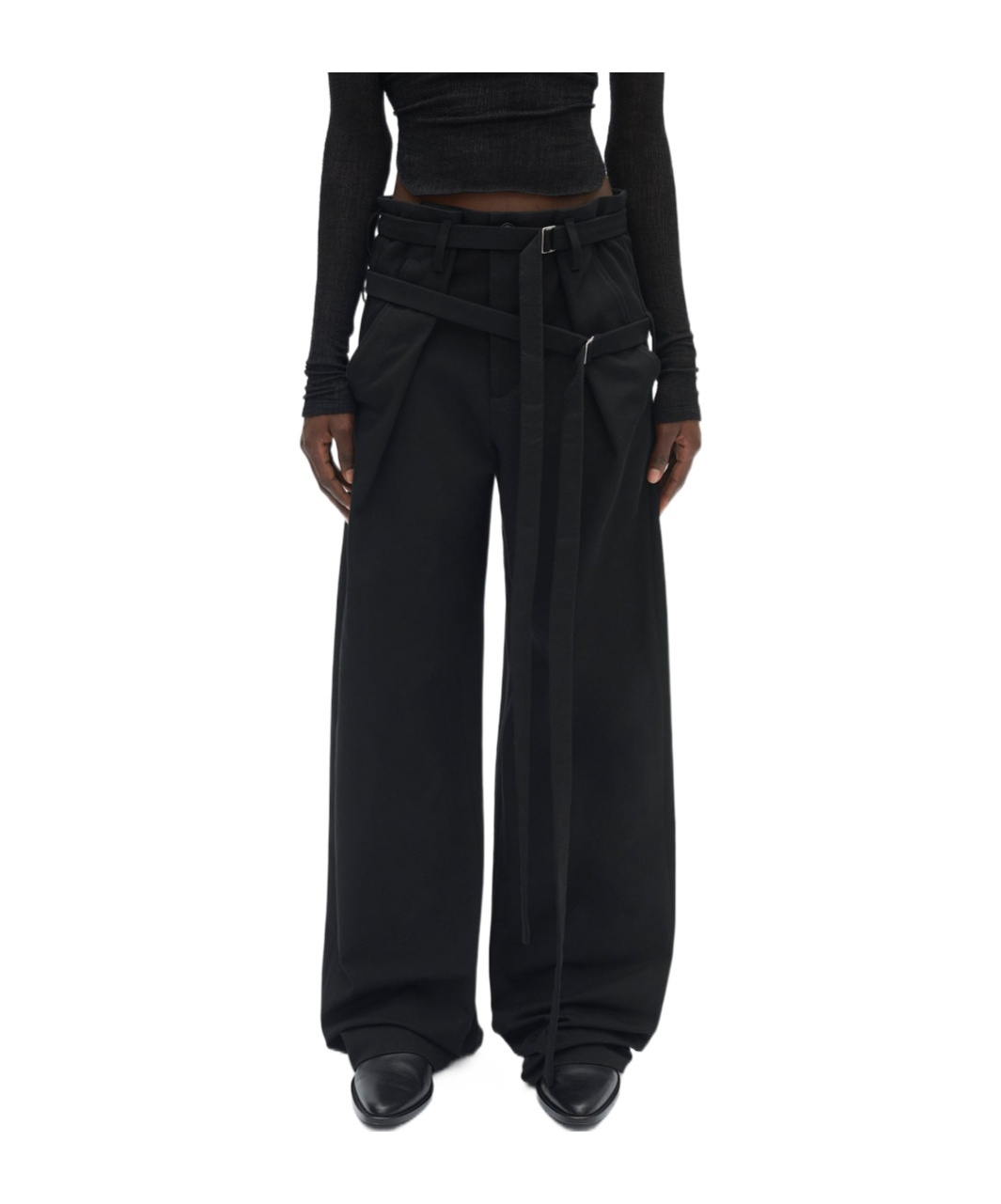 Ann Demeulemeester Jilleke High Comfort Double Belted Trousers In Black