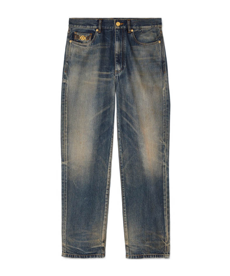 Versace Made In Japan Pencil-fit Jeans In Gray