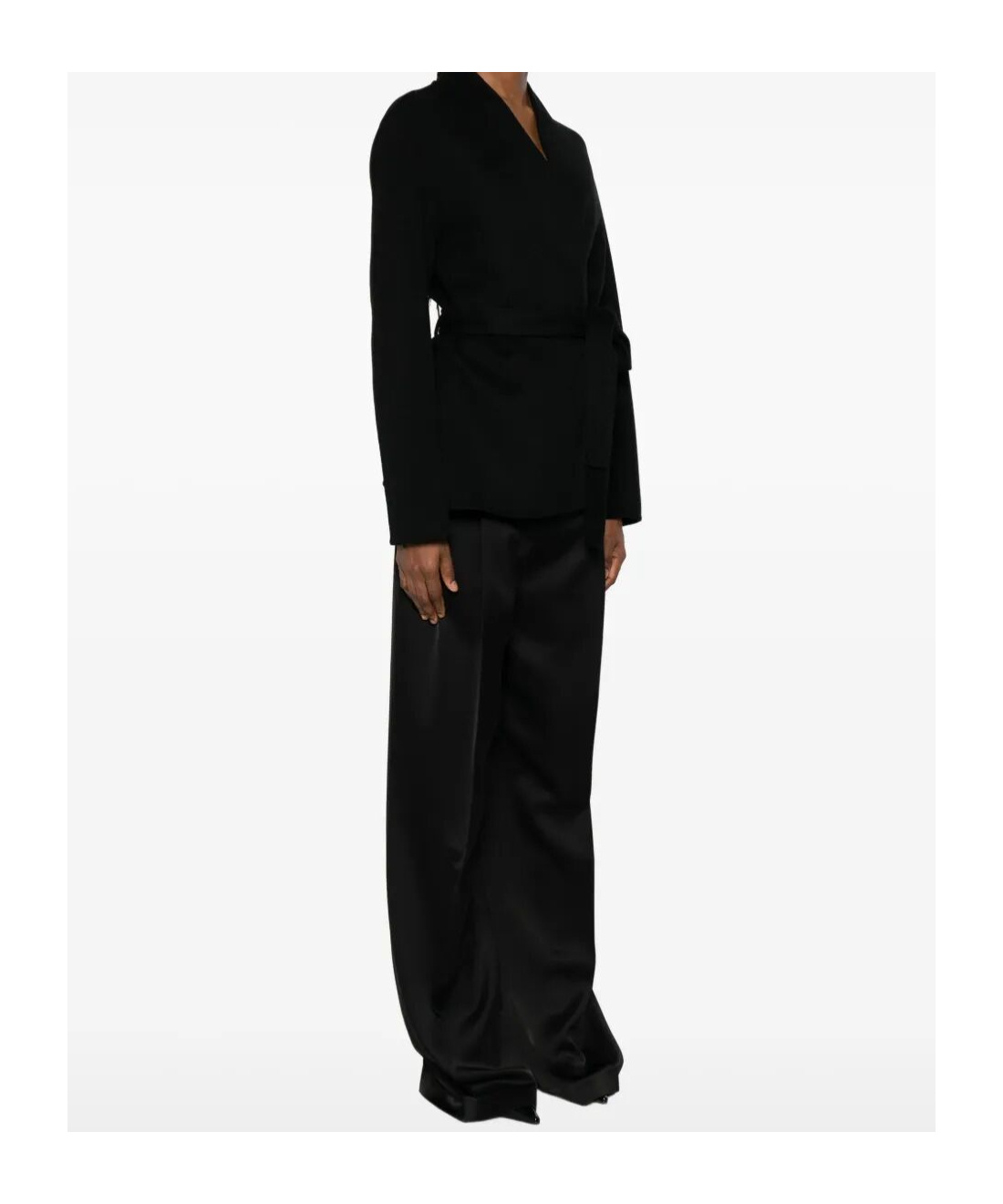 Ermanno Firenze Belted Cropped Coat In Black