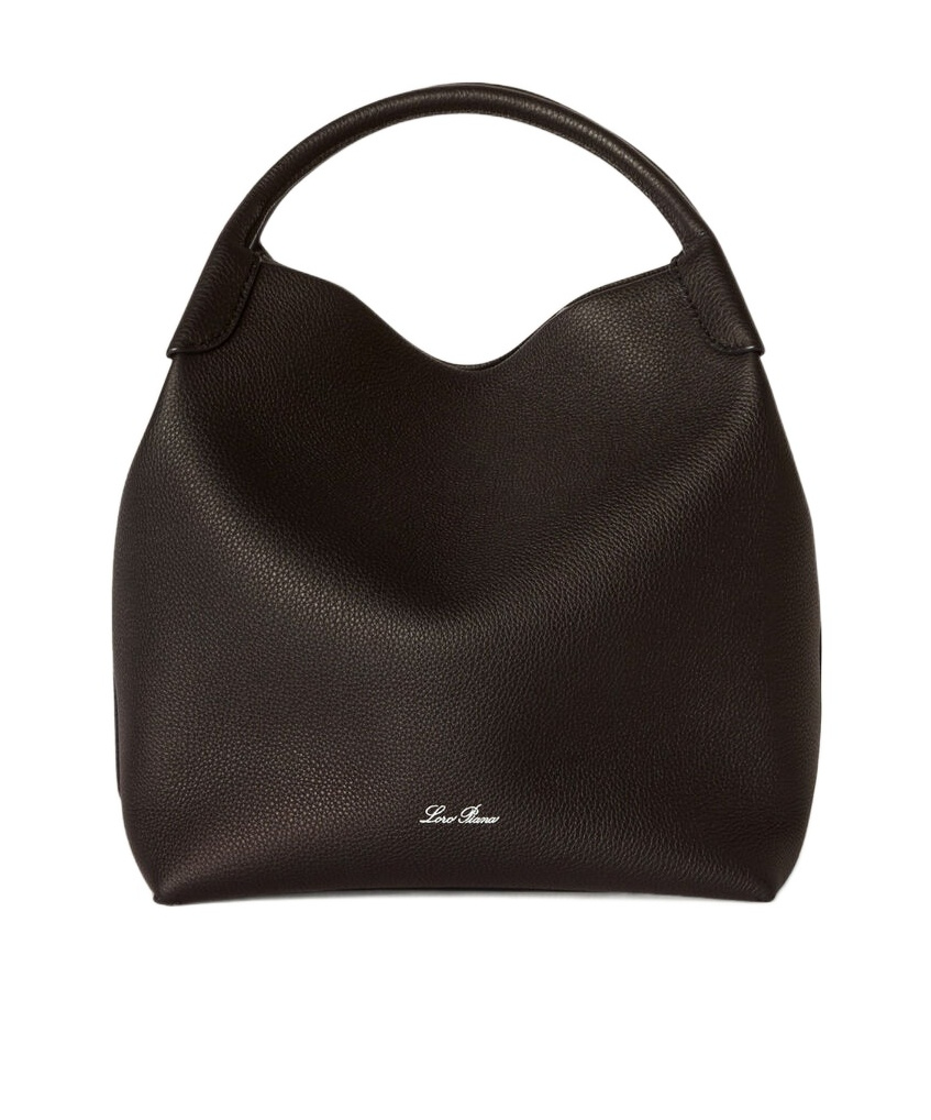 Loro Piana Large Bale Shoulder Bag In Dark Chocolate Licorice/sun Gold