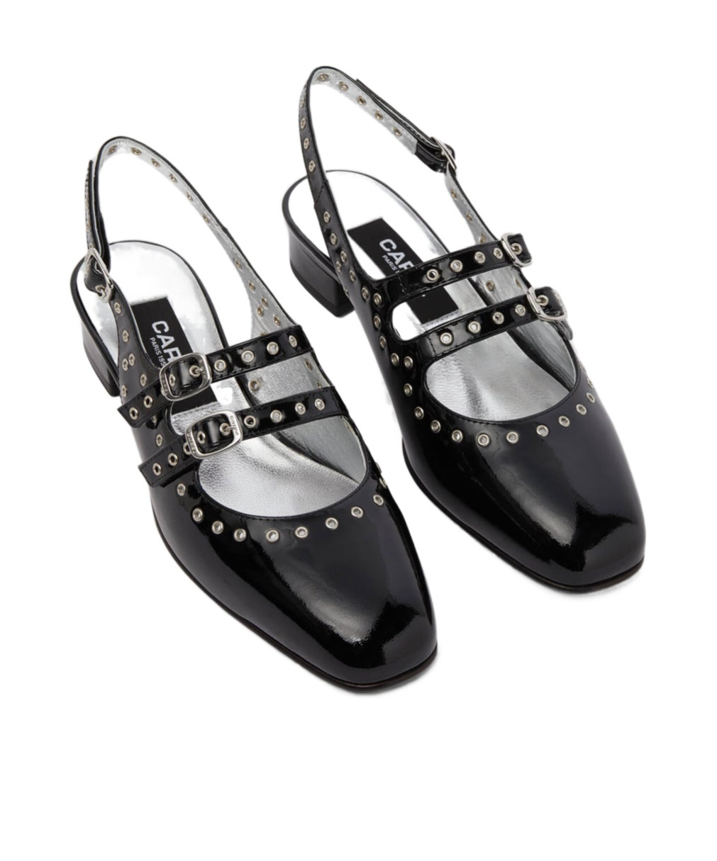 Shop Carel Paris Eyelets Open-heeled Mary Jane Shoes In Black