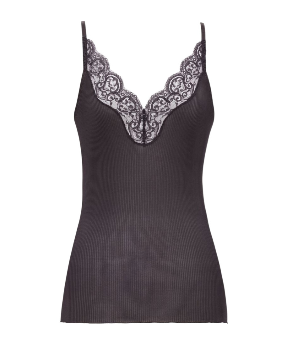 Saint Laurent Laced Tank Top In Ribbed Silk Jersey