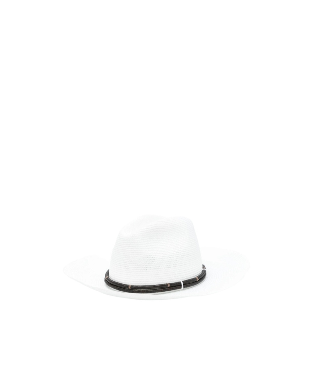 Brunello Cucinelli Leather Band-embellished Fedora In White