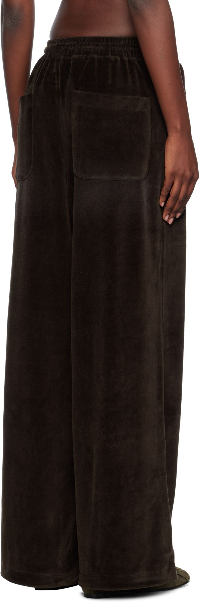 Open Yy Velvet Wide-leg Casual Pants In Brown